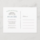 Sage and Blue Vintage Bicycle Save the Date Announcement Postcard (Back)
