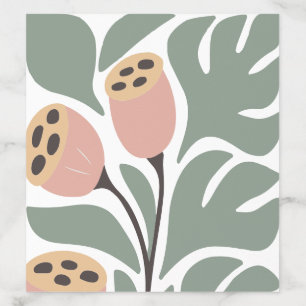 Sage and Blush Abstract Tropical Floral Wedding Envelope Liner