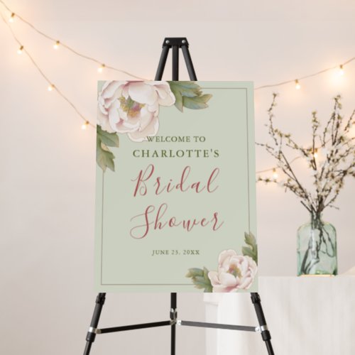 Sage and Blush Flower Photo Bridal Shower Welcome Foam Board