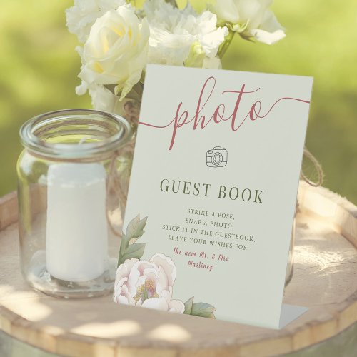 Sage and Blush Wedding Photo Guestbook Sign