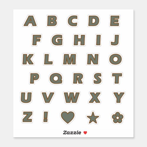 Sage and Bronze Capital Letters Alphabet Monogram Sticker