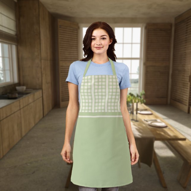 Sage and Cream All-Over Print Apron (Creator Uploaded)