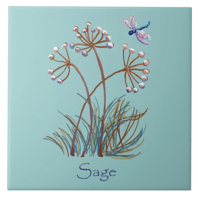 Sage and dragonfly tile (Front)