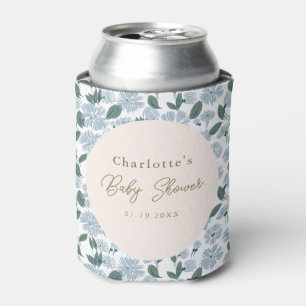 Sage and Dusty Blue Floral Baby Shower Custom Can Cooler