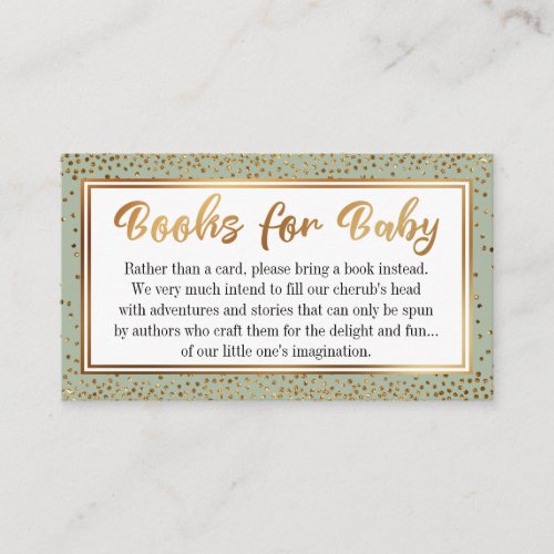 Sage and Gold Confetti Book Request Insert Cards