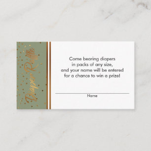 Sage and Gold Confetti Diaper Raffle Ticket Cards