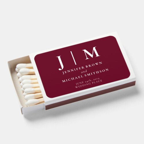 Sage and Gold Elegant Monogrammed Simple Wedding Matchboxes