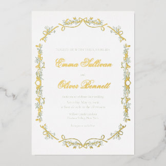 sage and gold foil invitation