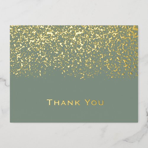 Sage and Gold Foil Wedding Thank You Card