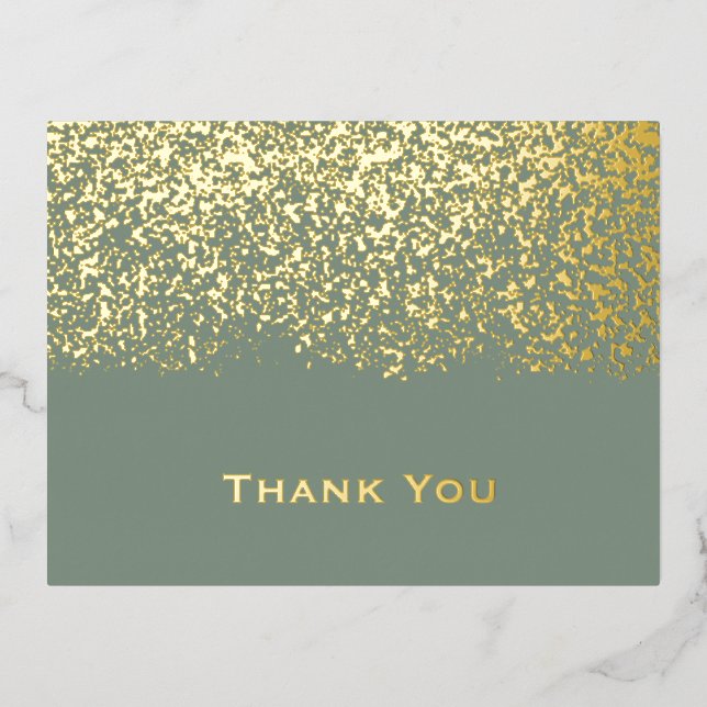 Sage and Gold Foil Wedding Thank You Card (Front)