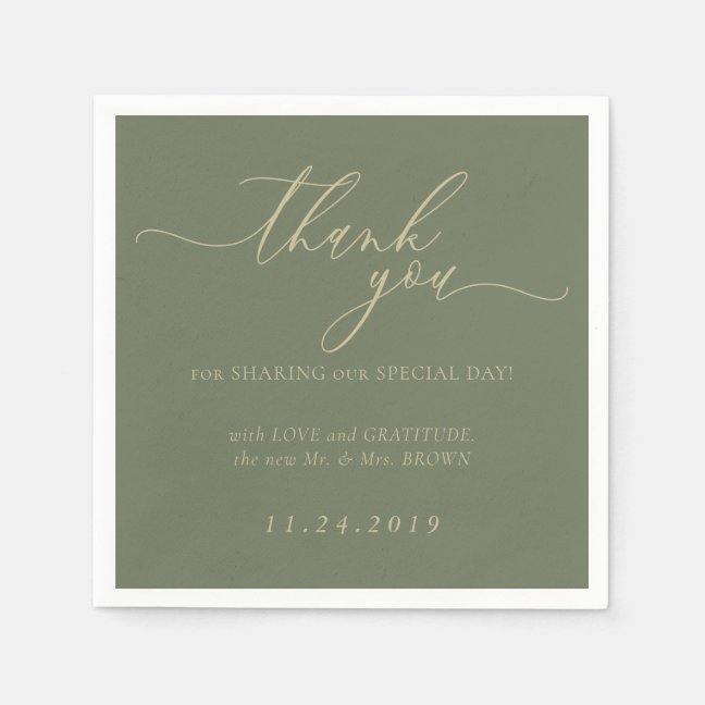 Sage and Gold Formal Minimalist Decor Wedding Napkins