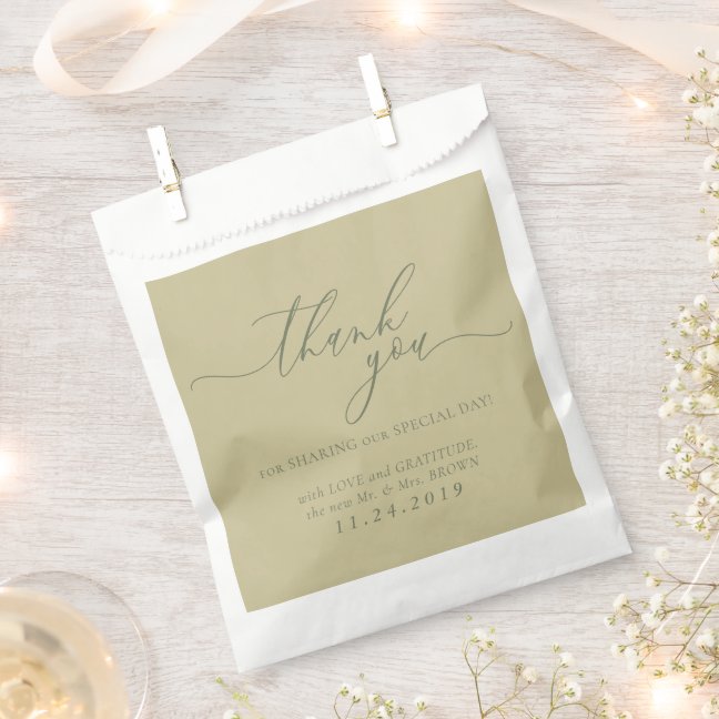 Sage and Gold Formal Minimalist Wedding Favor Bag
