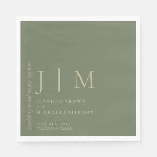 Sage and Gold Formal Simple Couple Wedding Napkins