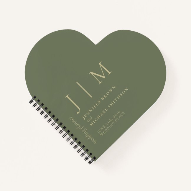 Sage and Gold Formal Simple Love Wedding Planner Notebook