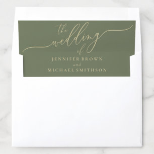 Sage and Gold Simple Formal Wedding Envelope Liner
