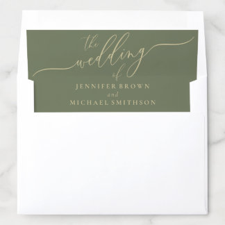 Sage and Gold Simple Formal Wedding Envelope Liner