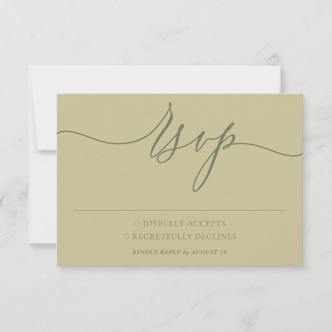 Sage and Gold Simple Minimalist Modern Wedding RSVP Card