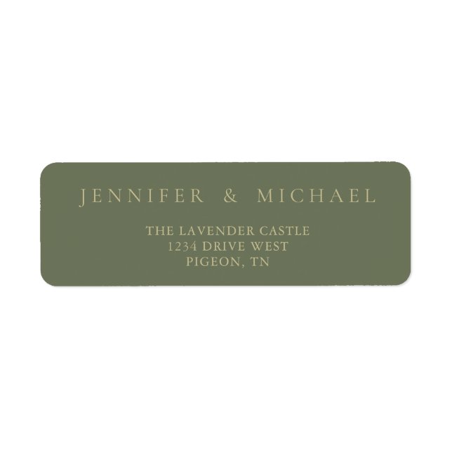 Sage and Gold Simple Minimalistic Wedding Label (Front)