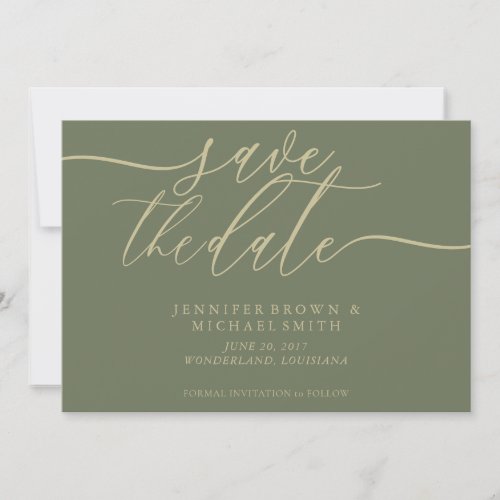 Sage and Gold Wedding Save Date Photo Save The Date