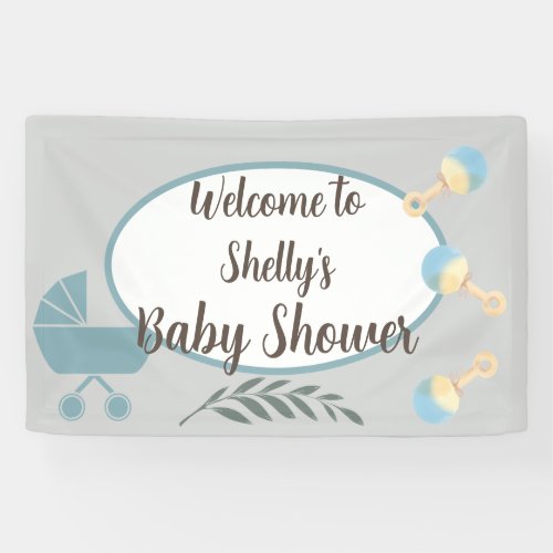 Sage and Gray baby boy shower banner