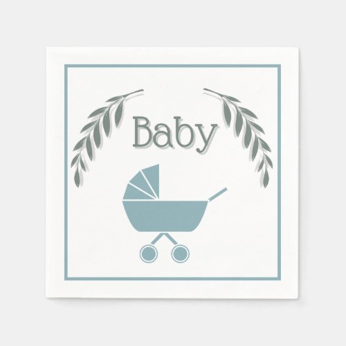 Sage and Gray baby shower napkins