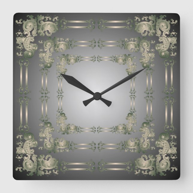 Sage and Gray Decorative Border Wall Clock (Front)