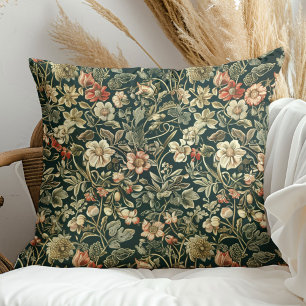 Sage and ivory flowers art nouveau William Morris Throw Pillow