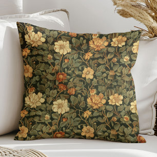 Sage and ivory flowers art nouveau William Morris Throw Pillow