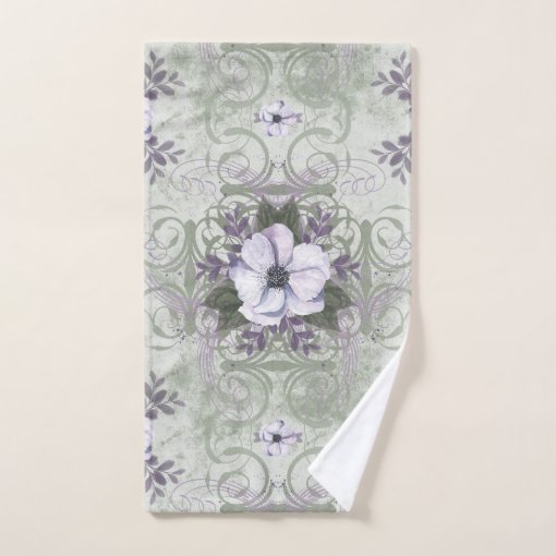 Sage and Lavender Floral Bathroom Towel Set | Zazzle