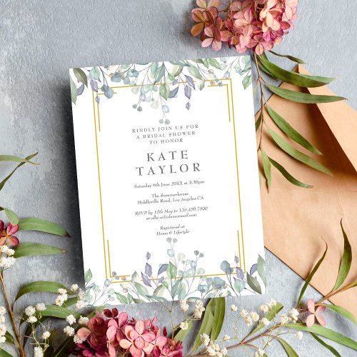 Sage and Lilac Floral Bridal Shower Invitation