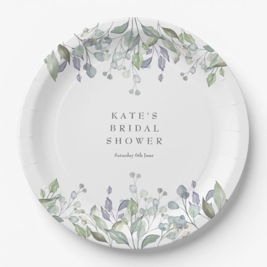 Sage and Lilac Floral Bridal Shower Paper Plate
