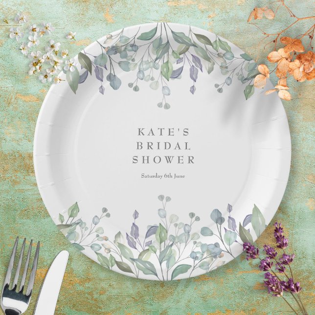 Sage and Lilac Floral Bridal Shower Paper Plates (Creator Uploaded)
