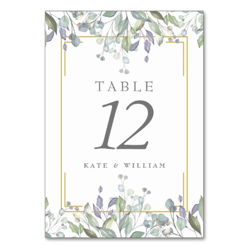 Sage and Lilac Floral Wedding Table Numbers