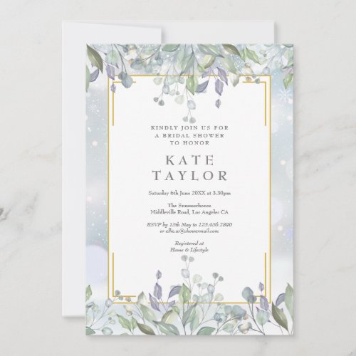 Sage and Lilac Floral Winter Bridal Shower Invitation