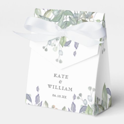 Sage And Lilac Greenery Floral Wedding Favor Boxes