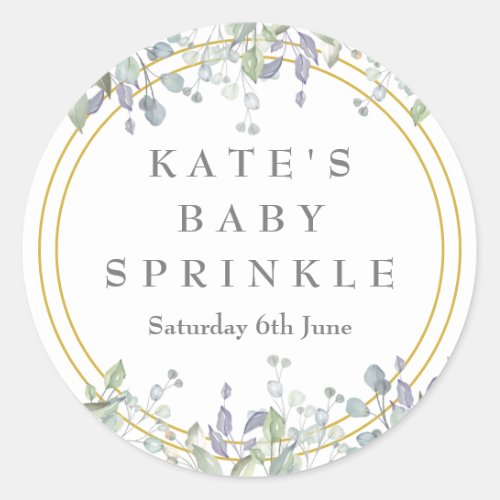 Sage and Lilac Pasture Baby Sprinkle Classic Round Sticker