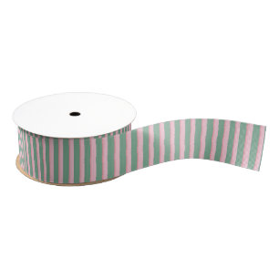 Sage and Pink Ombre Thin Stripe Grosgrain Ribbon