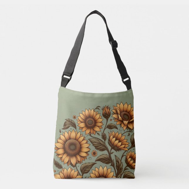 Sage and Sunflowers Crossbody Bag (Front)