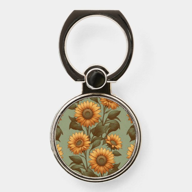 Sage and Sunflowers II Phone Ring Stand (Front)