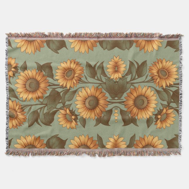 Sage and Sunflowers II Throw Blanket (Front)