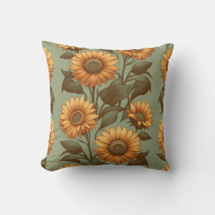 Sage and Sunflowers II Throw Pillow