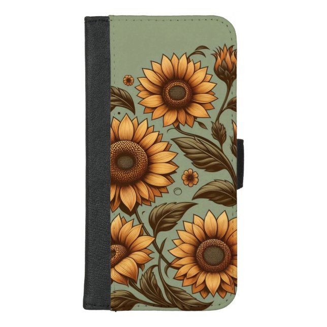 Sage and Sunflowers iPhone Wallet Case (Front)
