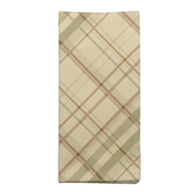 Sage and Tan Soft Plaid Cloth Napkin (Folded)