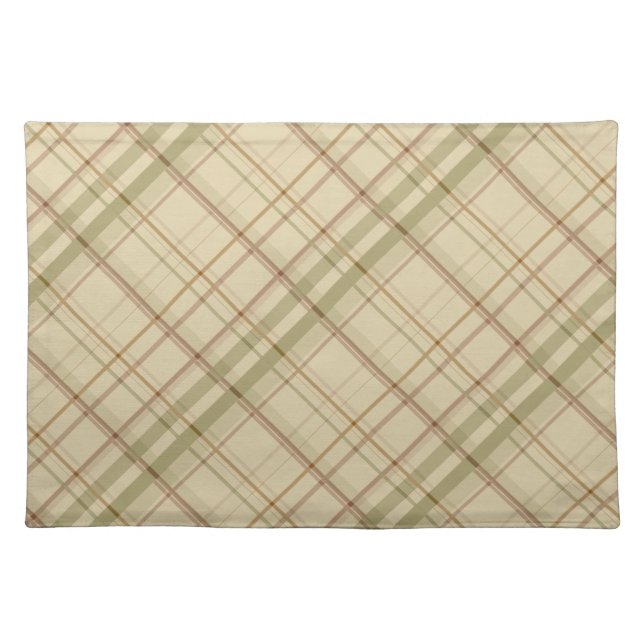 Sage and Tan Subtle Plaid Cloth Placemat (Front)