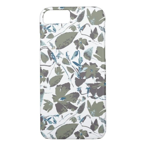 Sage And Teal_Blue Floral Watercolor Pattern iPhone 87 Case