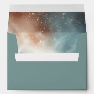 Sage and Terracotta Stardust Skies Wedding Envelope
