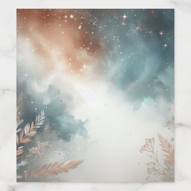 Sage and Terracotta Stardust Skies Wedding Envelope Liner (Design)
