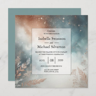 Sage and Terracotta Stardust Skies Wedding Invitation