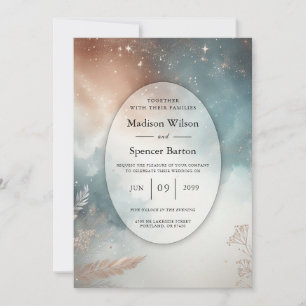 Sage and Terracotta Stardust Skies Wedding Invitation