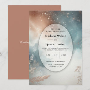Sage and Terracotta Stardust Skies Wedding Invitation